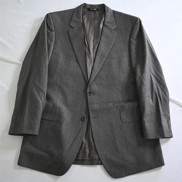 Jos A Bank 44L 36x32 Brown Stripe 100% Wool Mens Jacket Pants Suit
